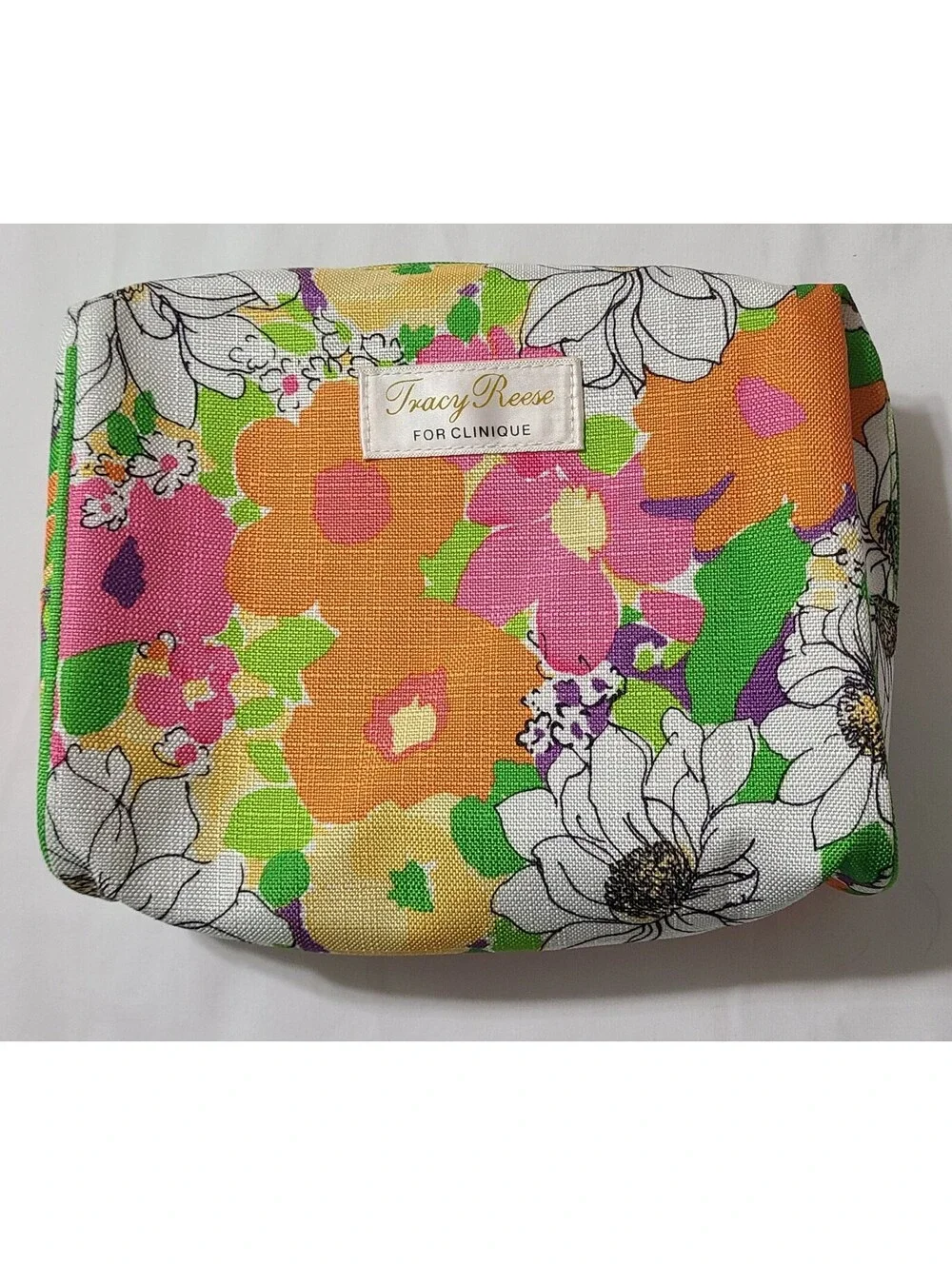 Clinique X Tracy Reese Cosmetic Makeup Bag Multicolor Floral Print Pouch Travel